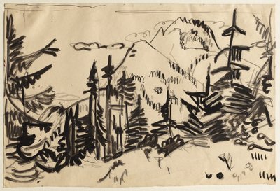 Köknar Ağaçları ile Dağ Manzarası by Ernst Ludwig Kirchner