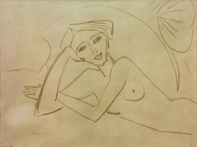 Çıplak kız uzanmış by Ernst Ludwig Kirchner