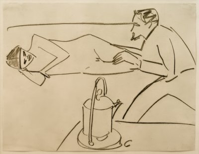 İsimsiz (Liegende Fränzi, Erich Heckel ile konuşurken) by Ernst Ludwig Kirchner