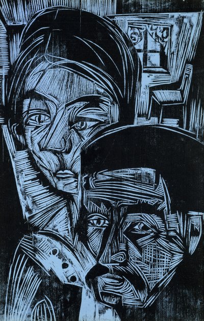 Kulübedeki Köylü Çift, 1919 by Ernst Ludwig Kirchner
