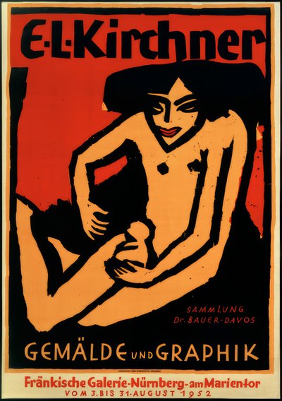 E.L.K. sergisi afişi, Fränkische Galerie, Nürnberg, 1952 by Ernst Ludwig Kirchner