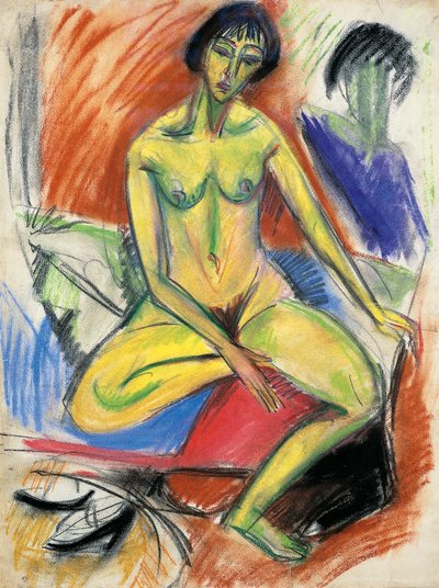 Oturan kadın çıplak by Ernst Ludwig Kirchner