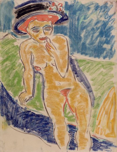 Oturan kadın çıplak by Ernst Ludwig Kirchner