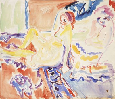 oturmak ve yalan söylemek by Ernst Ludwig Kirchner