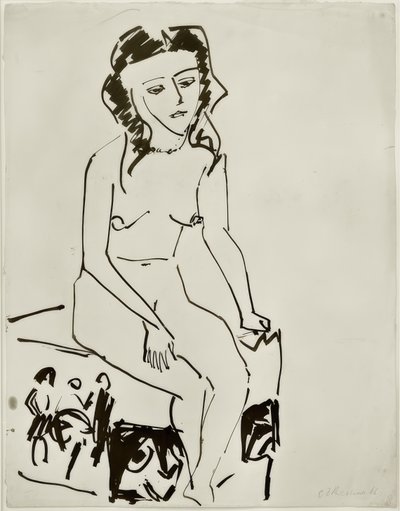 oturan kadın çıplak by Ernst Ludwig Kirchner