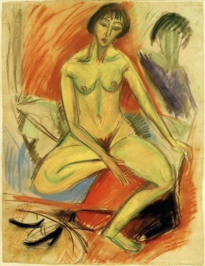 oturan kadın çıplak by Ernst Ludwig Kirchner