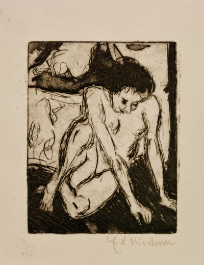 çıplak kız oturuyor by Ernst Ludwig Kirchner