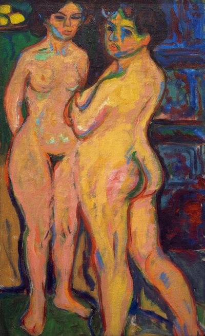 Sobanın yanında duran çıplak kız by Ernst Ludwig Kirchner