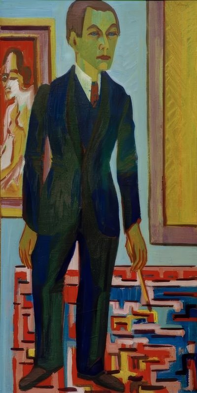 Ayakta ressam. kendi portre by Ernst Ludwig Kirchner