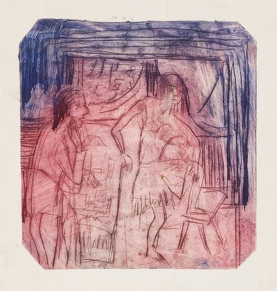 Odadaki sahne. 1921 by Ernst Ludwig Kirchner