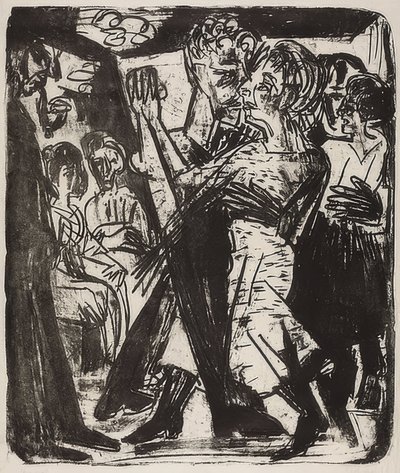 Dans eden köylü çift. 1920 by Ernst Ludwig Kirchner
