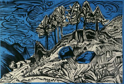 Bir Dağ Yamacında Ağaçlar by Ernst Ludwig Kirchner