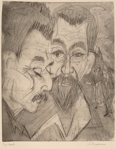 İki Köylü Kafası by Ernst Ludwig Kirchner