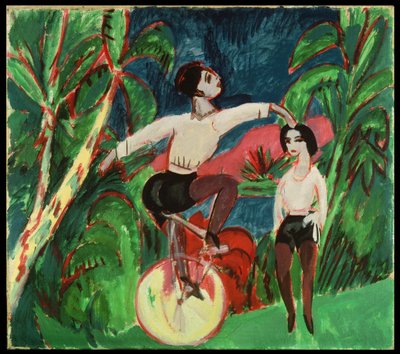 tek tekerlekli sirk bisikletine binici by Ernst Ludwig Kirchner