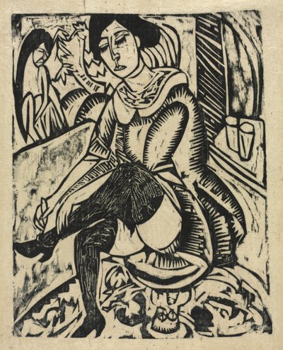 Ayakkabılarını Giyen Kadın by Ernst Ludwig Kirchner