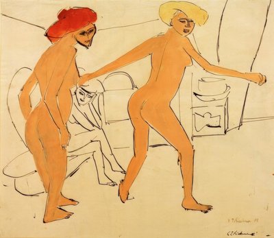 iki çıplak dansçı by Ernst Ludwig Kirchner