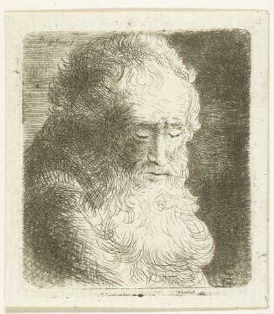 Yaşlı sakallı adam aşağı bakıyor: dörtte üçü sağa by Ernst Willem Jan Bagelaar