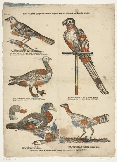 istiyorum / ô! genç gençlik kuş gözlemciliği / Canlı benzerlerden sonra çok mükemmel olanlar (nesne üzerindeki başlık) by Erven de Weduwe Jacobus van Egmont