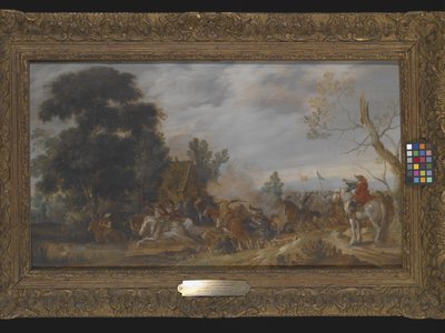 Çatışma (ahşap üzerine yağlı boya) by Esaias I van de Velde