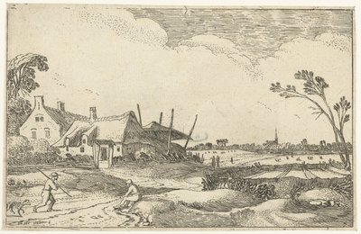 Bir yolda çiftlik yapın ve tarlaları görüntüleyin Peyzaj manzaraları (dizi başlığı) by Esaias van de Velde
