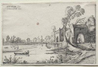 Nehir ve Gatehouse ile Manzara by Esaias van de Velde