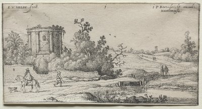 Manzaralar: Bir Roma Tapınağı Harabeleri ile Manzara by Esaias van de Velde