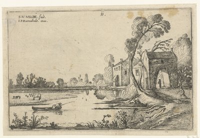 Bir nehir ve kapı evi ile manzara Manzaralar (dizi başlığı) by Esaias van de Velde