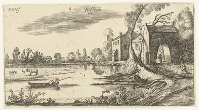 Bir nehir ve kapı evi ile manzara Manzaralar (dizi başlığı) by Esaias van de Velde
