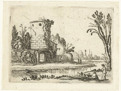 Bir kapı ile yuvarlak kule Küçük manzaralar (dizi başlığı) by Esaias van de Velde