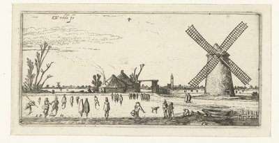 Penningsveer yakınlarındaki bir değirmende buz üzerinde patenciler Manzaralar (dizi başlığı) by Esaias van de Velde