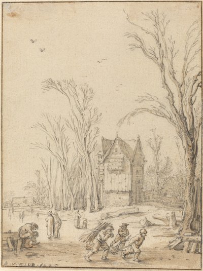 Donmuş Gölde Paten Yapan Köylüler by Esaias van de Velde