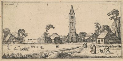 Çayır ve Köy Kilisesi ile Manzara by Esaias van de Velde I
