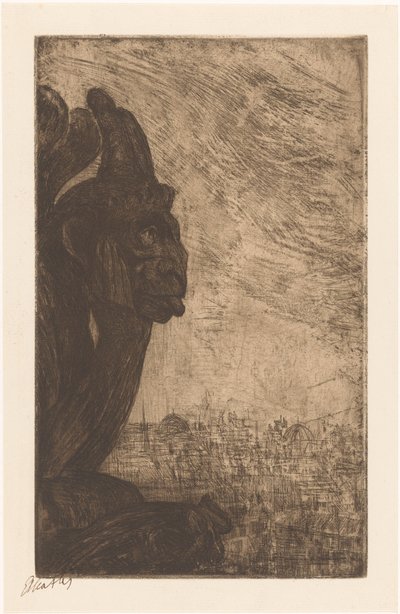 Chimère van de Notre-Dame (nesne üzerindeki orijinal başlık) by Etha Fles (signed by artist)