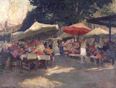 Bir yaz gününde yoğun pazar by Ethel Carrick Fox