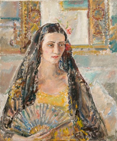 Yelpazeli Kadın, serg. 1926 (tuval üzerine yağlıboya) by Ethel Walker