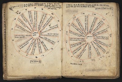 Veya 12034 f.18v & f.19r, Kralların Döngüsü (parşömen) by Ethiopian School