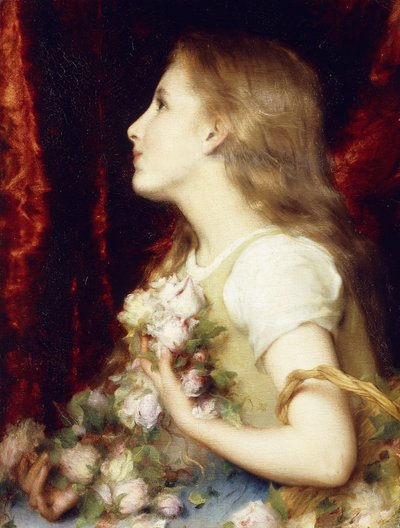 Çiçek Sepeti Olan Genç Kız, by Etienne Adolphe Piot