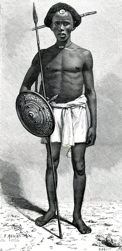 Ouadan klanının Somalili savaşçısı by Etienne Antoine Eugene Ronjat