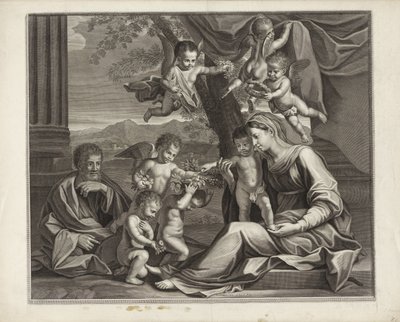 Putti ile Kutsal Aile by Etienne Baudet (possibly)