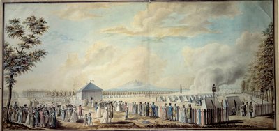 Fransız Devrimi: “”Cumhuriyet ordusunun gelecekteki yöneticilerinin Mars Okulu askeri kampı”” Suluboya Etienne Bericourt (18. yüzyıl) 1794 Paris, B.N. by Etienne Bericourt