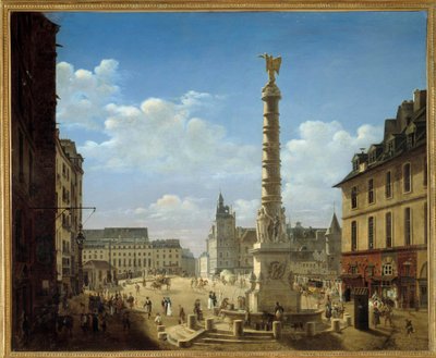 Meydan ve çeşme, Etienne Bouhot (1780-1862) 1810 Sun tarafından Chatelet Tablosu. 0.81x0.99 m Paris, Carnavalet Müzesi by Etienne Bouhot