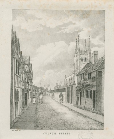 Tamworth - Church Street: litografi, nd [1796-1865] (baskı) by Etienne Bruno Hamel