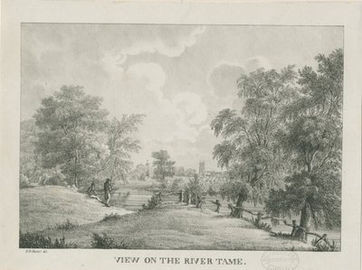 Tamworth - Tame Nehri: litografi, nd [1796-1865] by Etienne Bruno Hamel