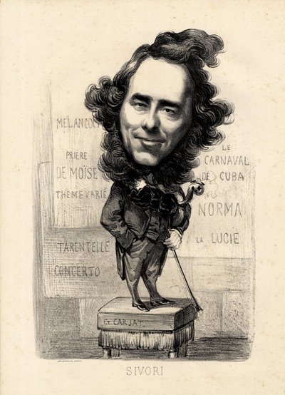 uçan yaprak - Etienne Carjat'ın (1826-1906) çizimi: Sivori Camille Camillo (1815-1894) by Etienne Carjat