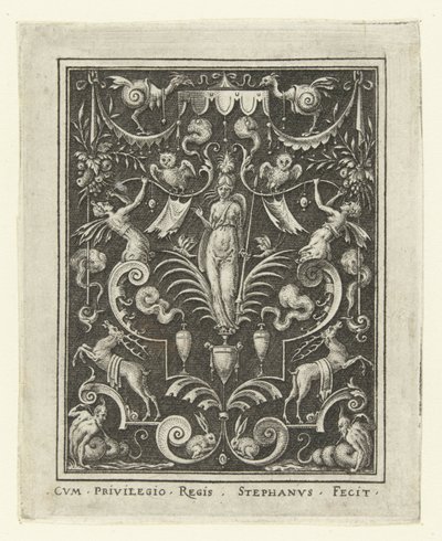 bellona Grotesk çerçeveli tanrı figürlü yüzey süslemeleri (sonraki versiyon) (seri başlığı) by Etienne Delaune