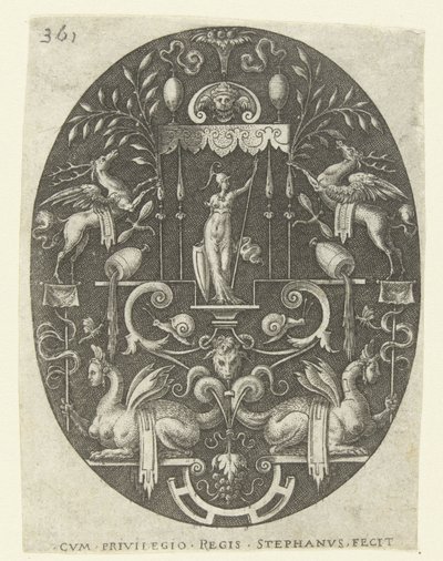 Bir gölgelik altında Bellona Grotesklerle çevrili tanrılı ovaller (seri başlığı) by Etienne Delaune
