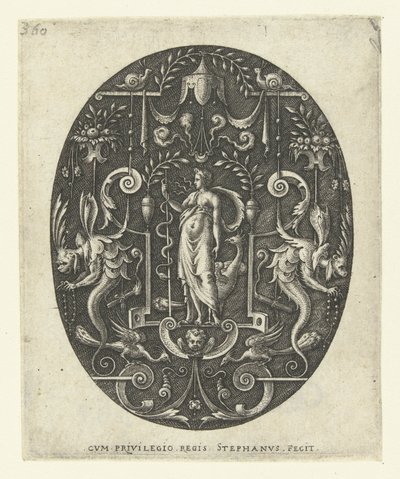 Ayaklarında tavus kuşu olan Juno Grotesklerle çevrili tanrılı ovaller (seri başlığı) by Etienne Delaune