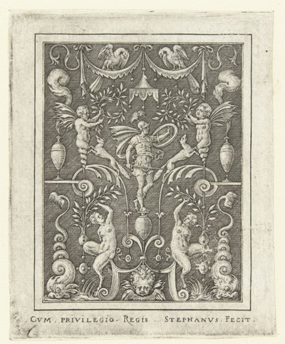 Mars Grotesk çerçeveli tanrı figürlü yüzey süslemeleri (sonraki versiyon) (seri başlığı) by Etienne Delaune