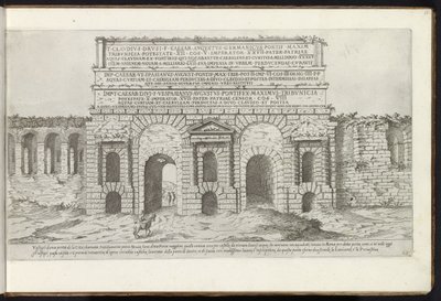 Porta Maggiore ve Roma Bouwwerken uit de oudheid (dizi adı) Stefano Du Perac Parisino tarafından toplanan antik Roma kalıntıları ve perspektifte portreler (nesne üzerine seri başlığı) by Etienne Duperac