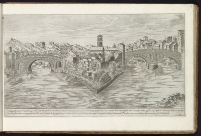 Tibereiland ve Roma Bouwwerken uit de oudheid (dizi adı) Stefano Du Perac Parisino tarafından toplanan ve perspektifte resmedilen antik Roma